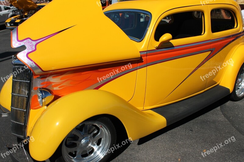 Car Show Yellow Antique Car Antique Car Show Auto