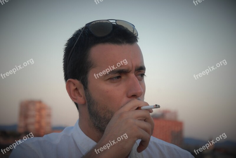 Man Cigarette Smoke Male Addiction