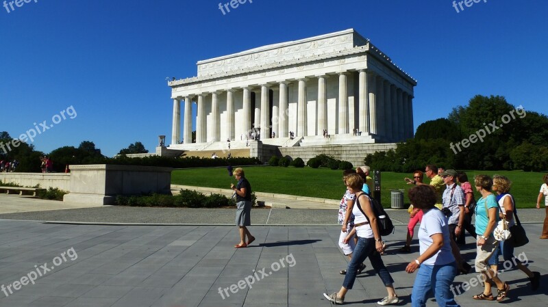 Lincoln Memorial Washington September Turists Usa