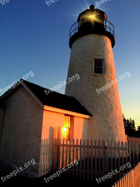 Dawn Lighthouse Ocean Seascape Maritime