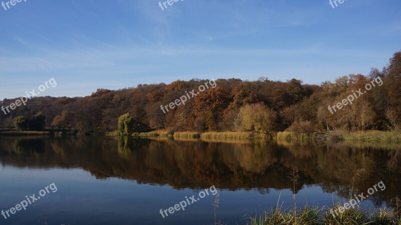 Autumn Lake Nature Landscape Sky