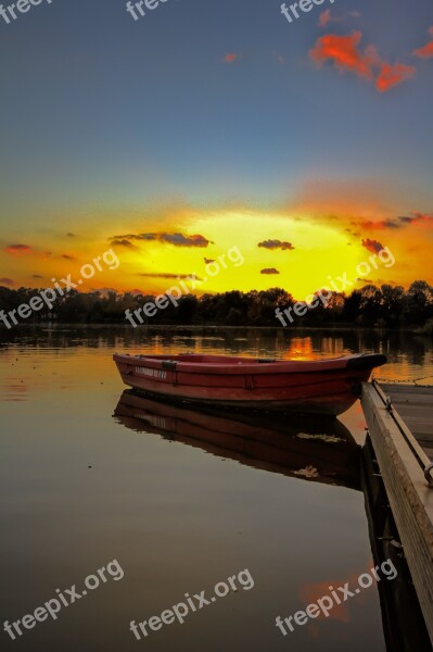 Gelsenkirchen Berger Lake Evening Landscape Afterglow