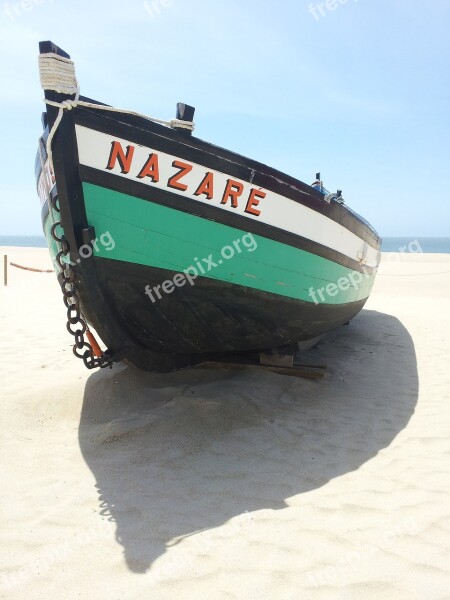 Boat Nazareth Portugal Beach Mar