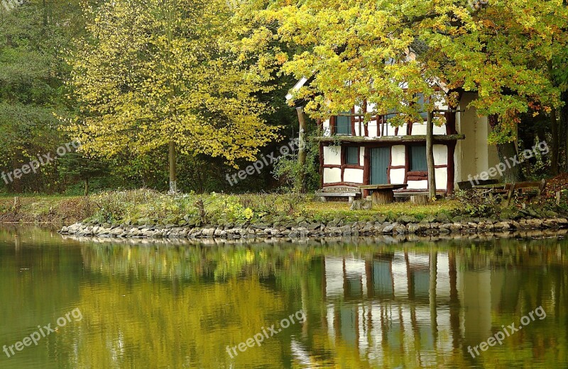 Lake Fachwerkhaus Haus Am See Pond Nature