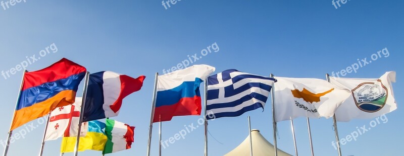 Flags Waving Wind Country Banner