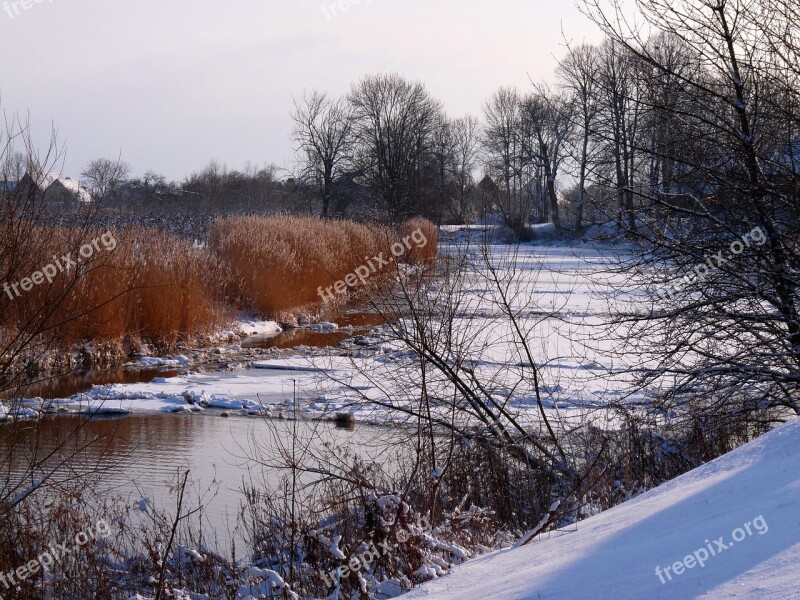 Lühe Old Country Winter Ice Ice Floes