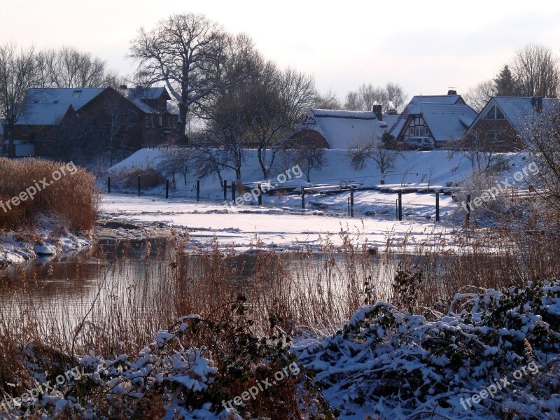 Lühe Old Country Winter Ice Ice Floes