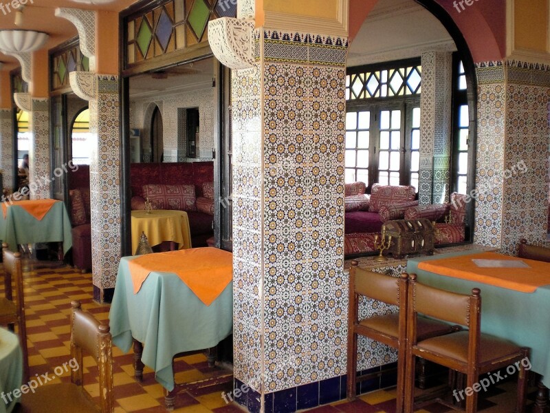 Restaurant Food And Drink Mosaic Pillar Morocco