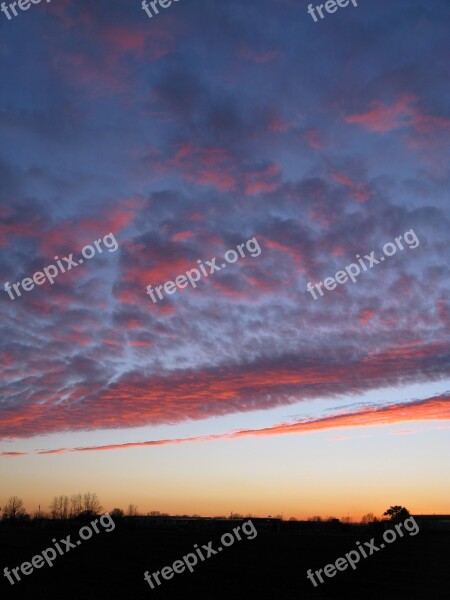 Sunset Winter Clouds Evening Sly