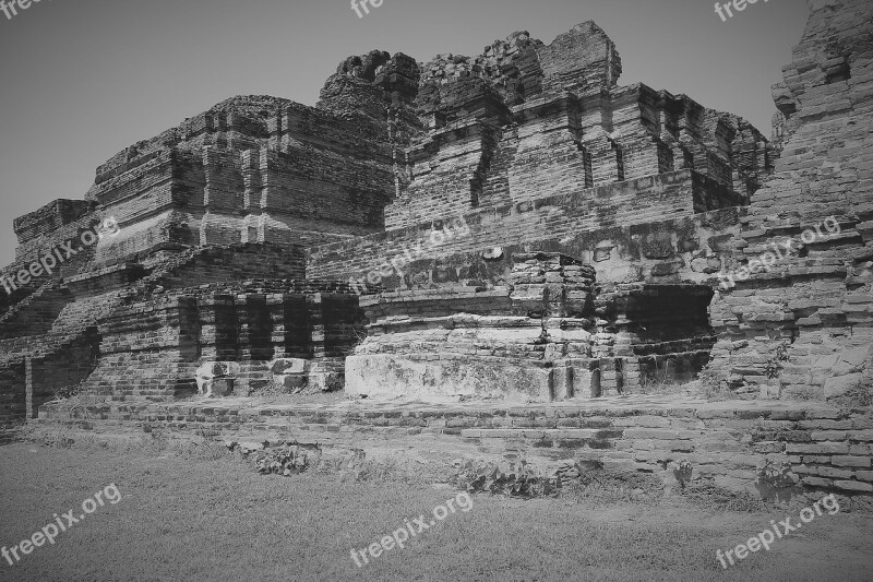 City Ayutthaya Kingdom Of Siam Thailand Remains