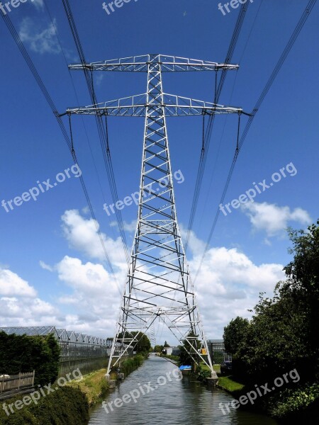 Mast Power Cables Iron Generate Electricity