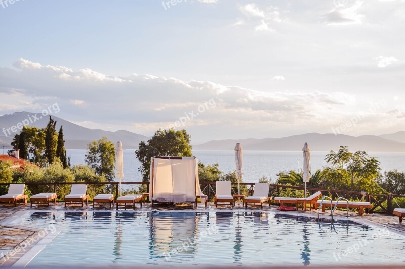 Pool Greece Hotel Summer Sea