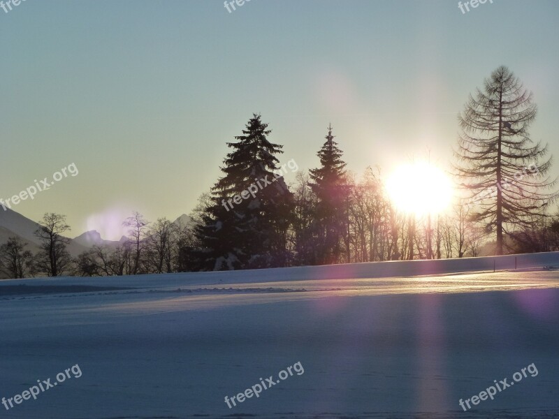 Sun Snow Winter Nature Winter In The Mountains