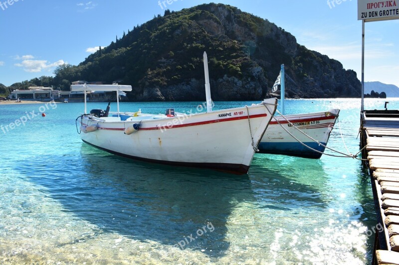 Greece Paleokastritsa Corfu Beach Boat