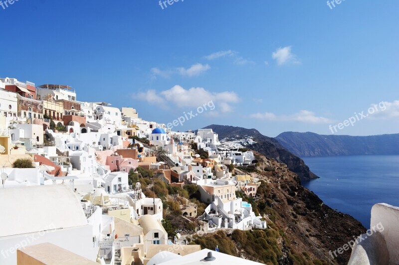 Santorini Greece White Houses Oia Free Photos