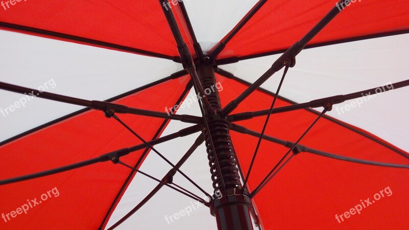 Umbrella Red White Colors Mechanism