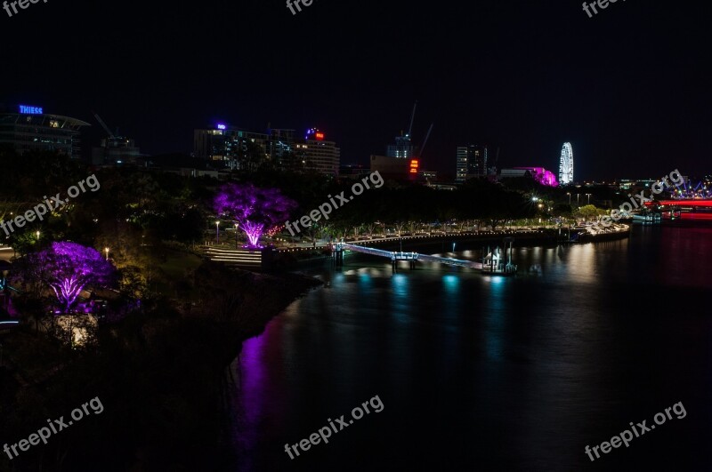 Brisbane Southbank Nightview Australia Queensland