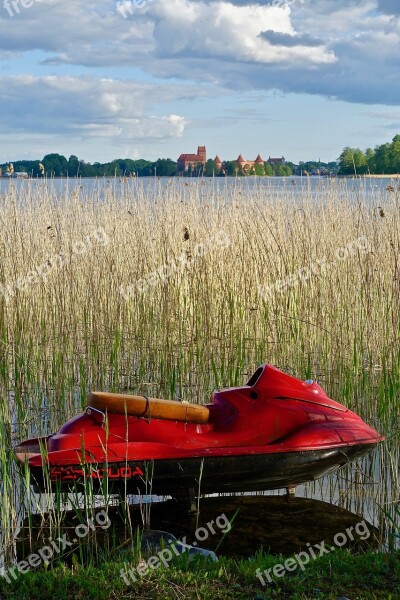 Jetski Red Reeds Lake Boat