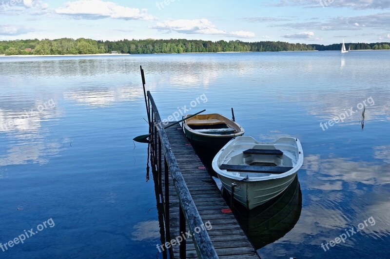 Jetty Boats Tranquility Moored Blue