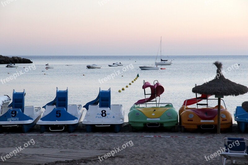 Sea Pedal Boats Beach Boat Dusk