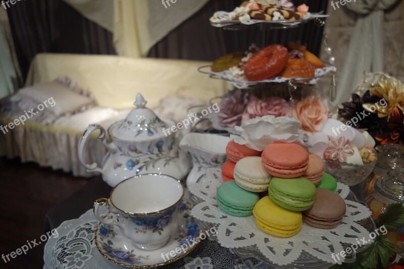 Macaroons Tea Tea Set Candy Free Photos