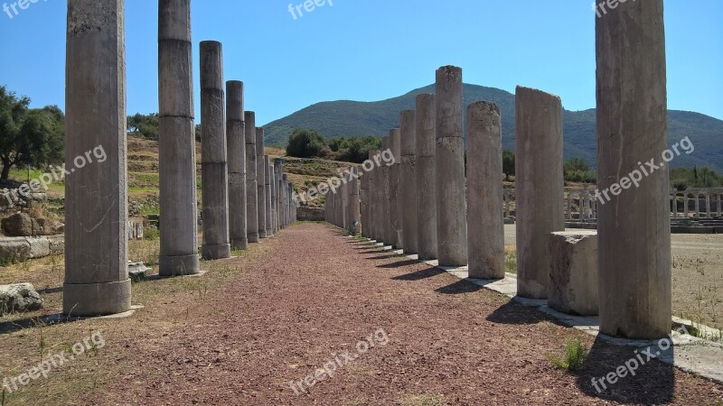 Collumns Greece Temple Ancient Monument