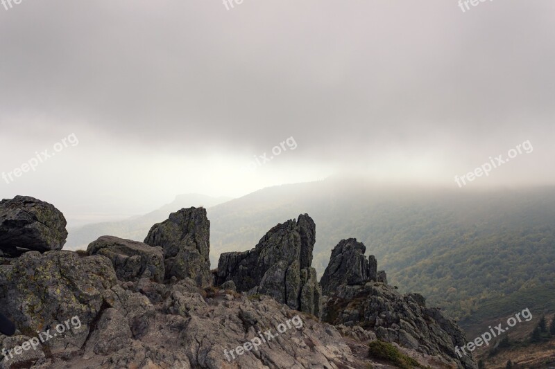 Mountain Peak Clouds Fog Landscape Mountain