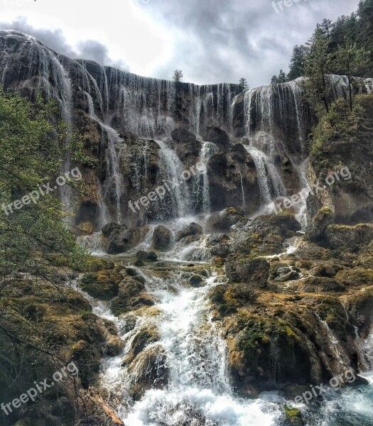 Jiuzhaigou Pearl Beach Waterfall Journey To The West Free Photos