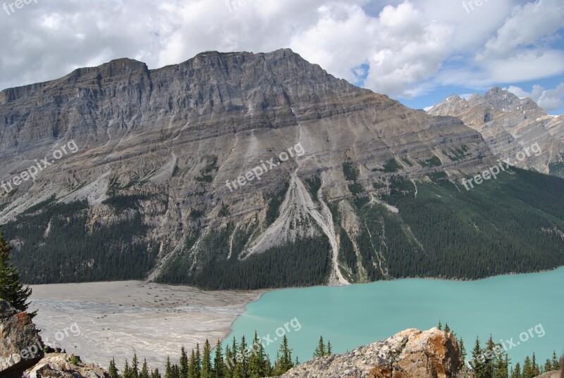 Mountain Glacier Lake Landscape Travel