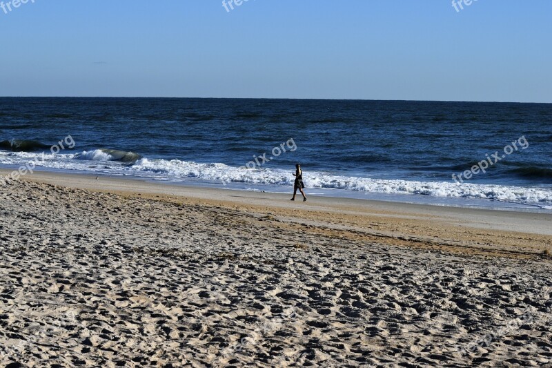 Person Walking Beach Alone Outdoors