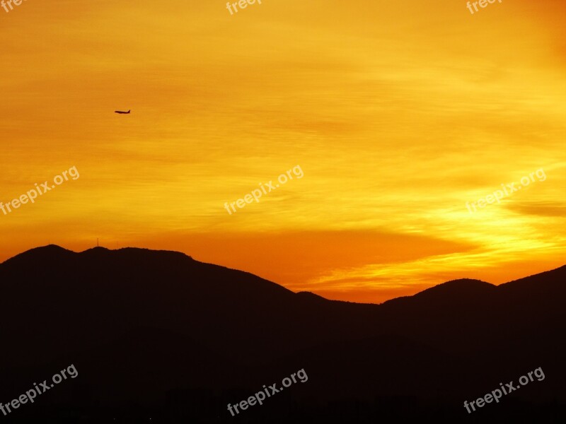 Sky Santiago Sunset Autumn Colors Chile