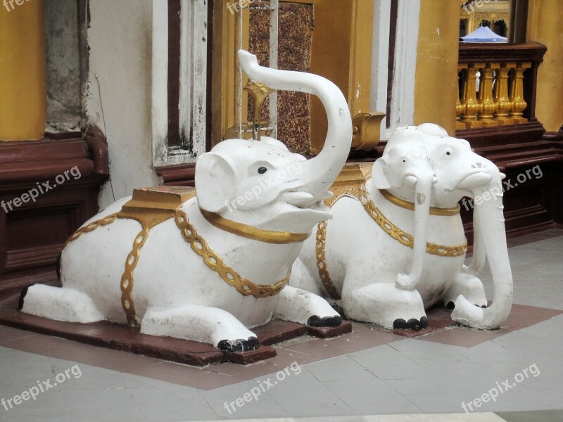 Elephant Myanmar Temple Elephants Free Photos