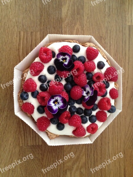 Fruit Cake Berry Berries Flowers Summer