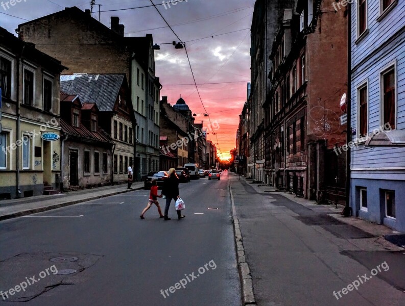 Riga Latvia Baltic States Sunset Road