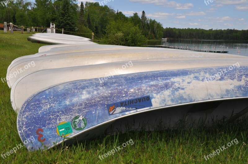 Canoe Row Summer Lake Canoeing