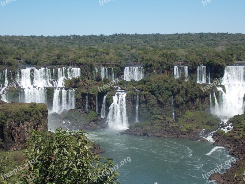 Cataracts Foz Water Falls Waterfall Iguacu