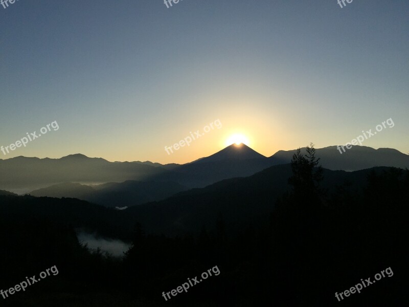 Diamond Fuji Dawn Mt Fuji Yamanashi Free Photos