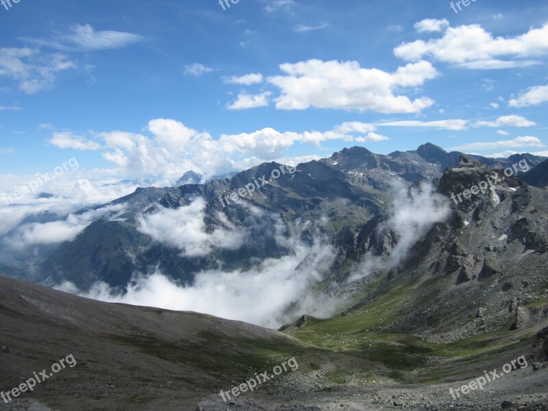 Mountain Panorama Away From Alps Mountains