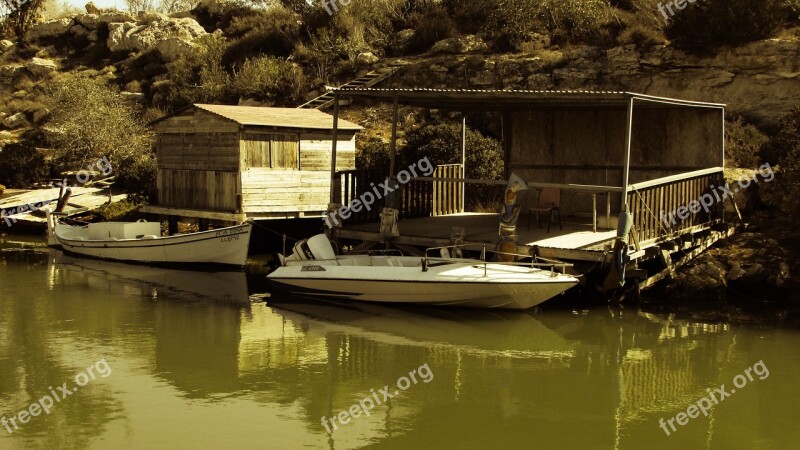 Fishing Boat Fishing Shelter Picturesque Potamos Liopetri Cyprus