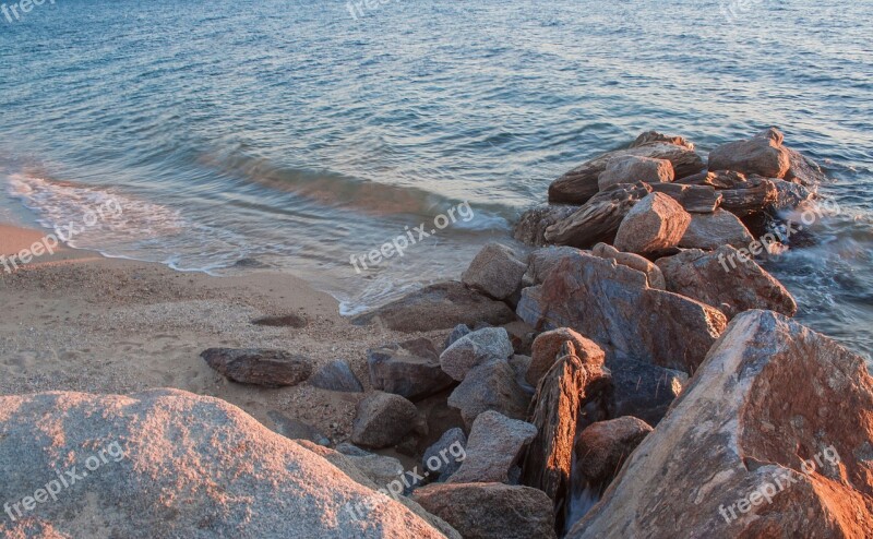 Beach Stones Sea Sunset Meditation