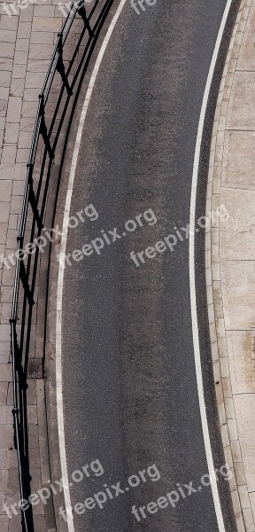 Road Curve Bend Railing Tarmac