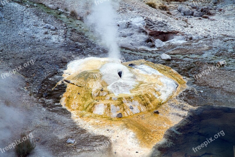 Yellowstone National Park Wyoming Mammoth Springs Volcanism Hot