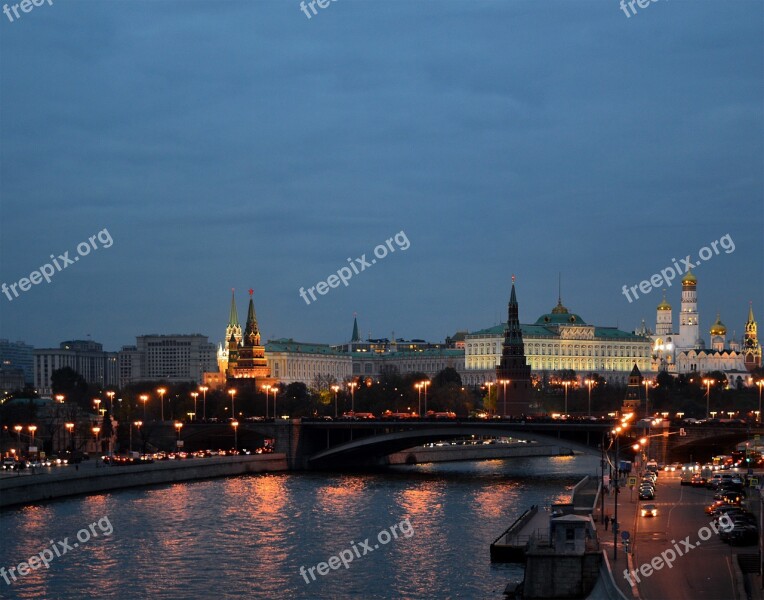 Night Moscow Moscow Lights Moscow The Kremlin Night City