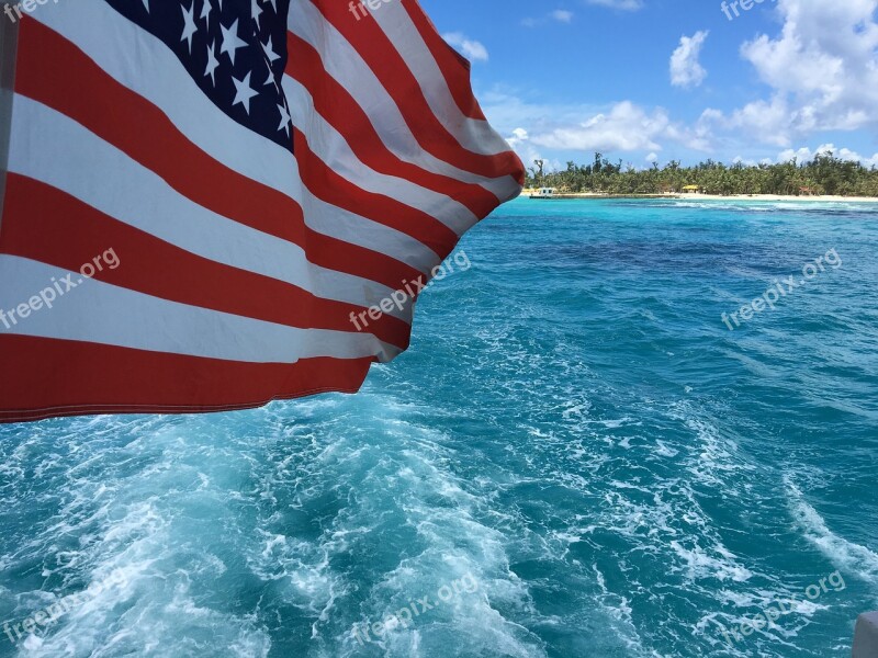 American Flag The Waves Saipan Free Photos