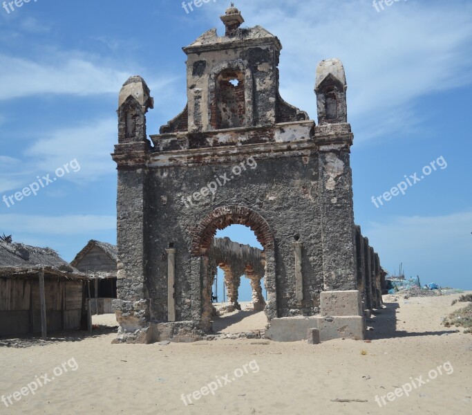 Dhanushkodi Tamil Nadu India Abandoned Town St Anthony's Church