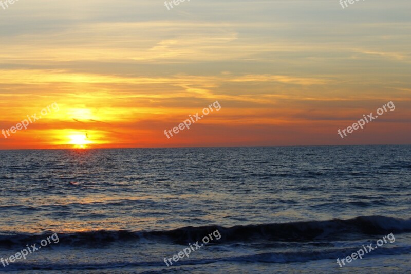 Sun Sunset Sea Nature Sky