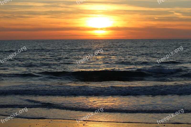 Sun Sunset Sea Nature Sky