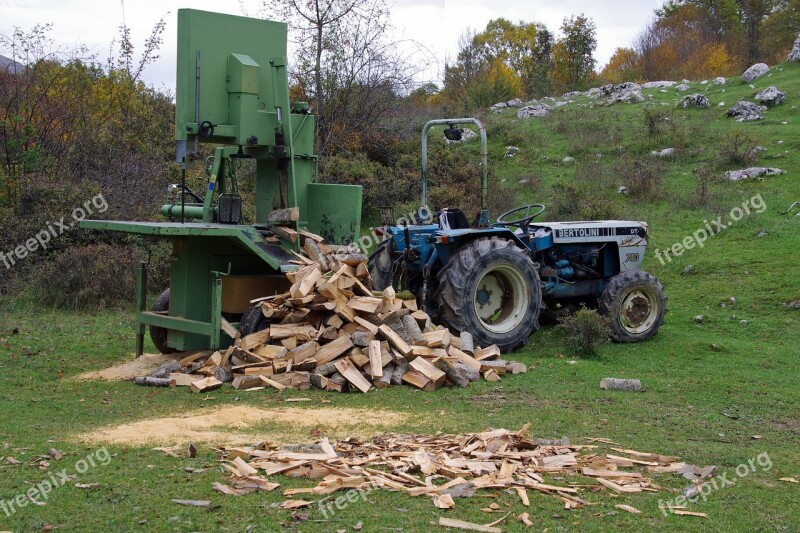 Wood Logs Of Wood Tractor Power Saw Lumber