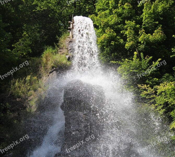 Waterfall Mountain Rock River Landscape Landscape