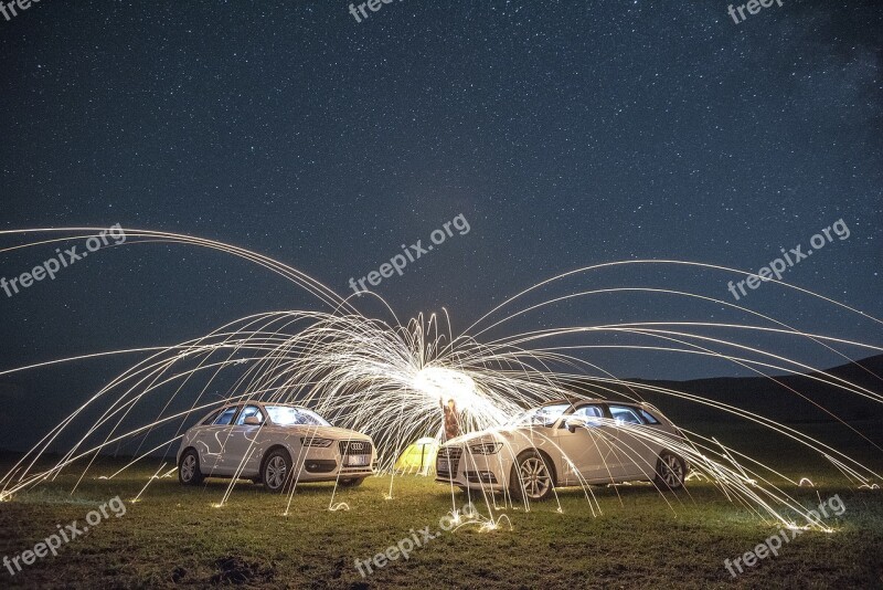 Starry Sky Car Night Sparks Firework